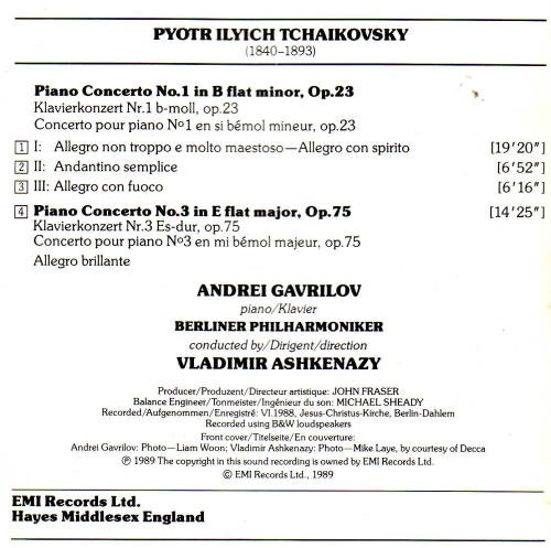 P.I. Tchaikovsky/Con Pno 1/3@Gavrilov (Pno)/Ashkenazy (Pno)